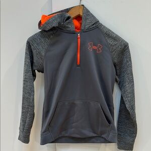 Under Armour Gray and Orange Hoodie Half Zip YM Orange lined hoodie